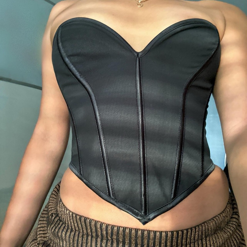 Lace-Up strapless Asymmetrical Hem Corset Top